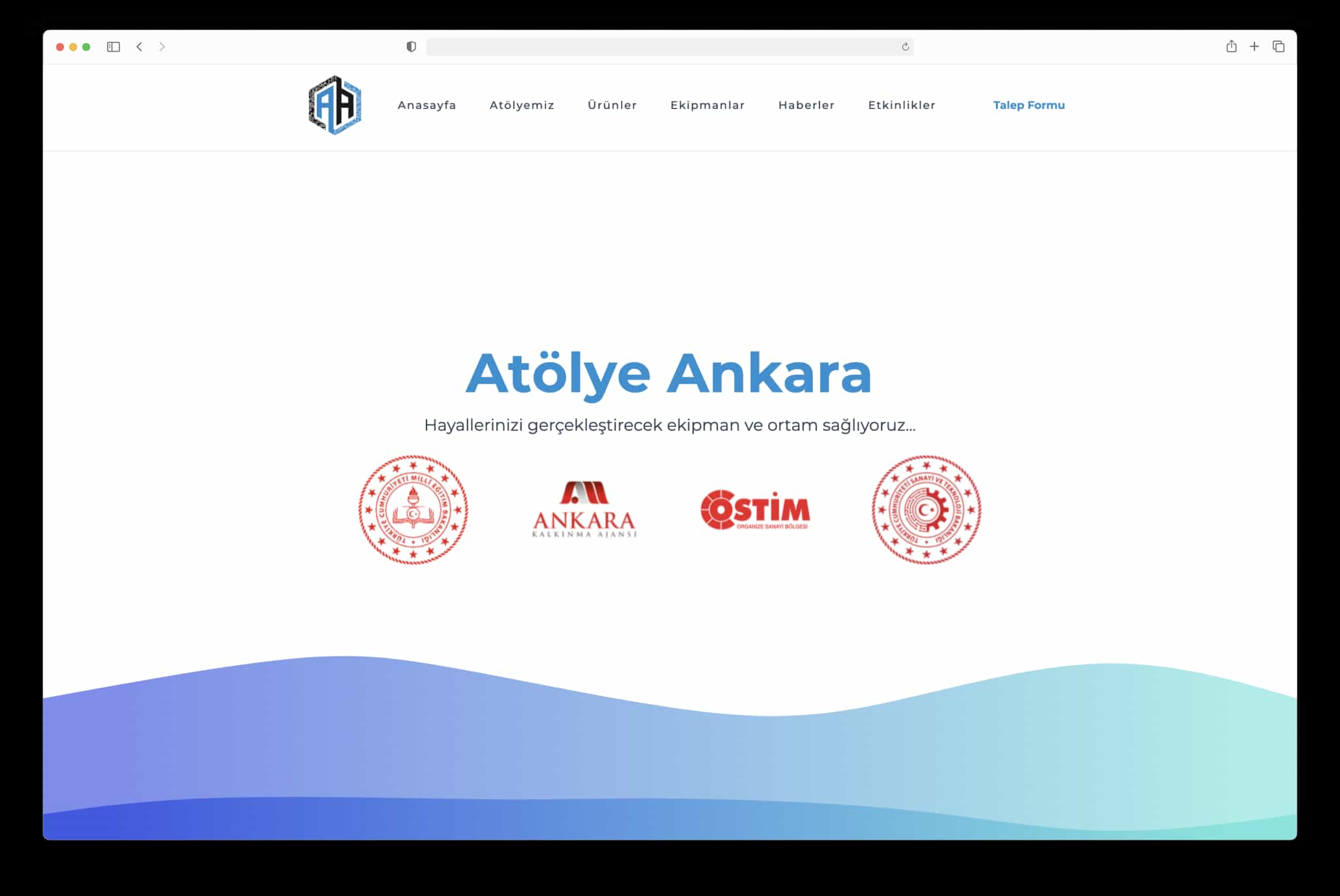 Atölye Ankara web sitesinin ana sayfası