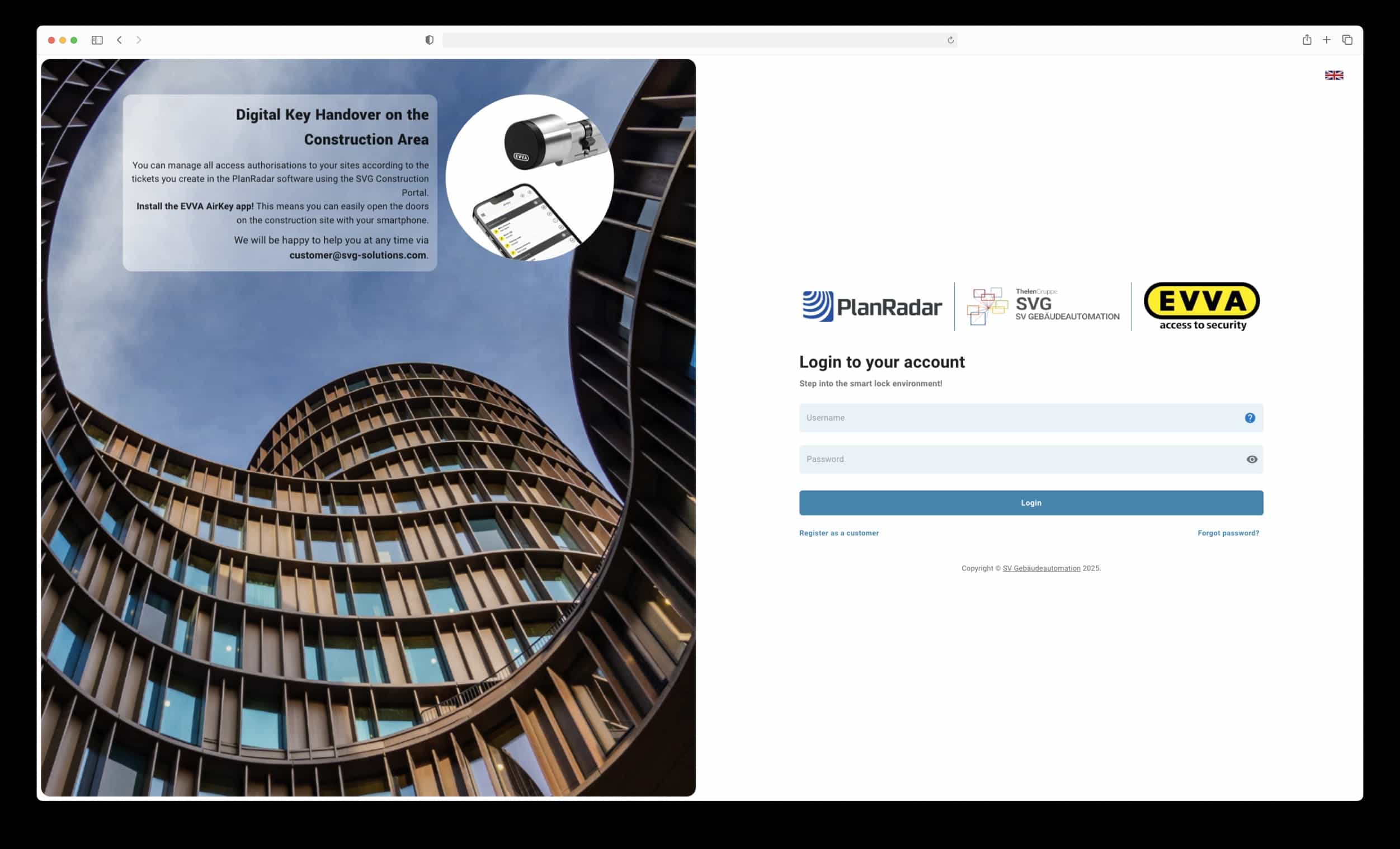 Building deficiency management sign-in screen