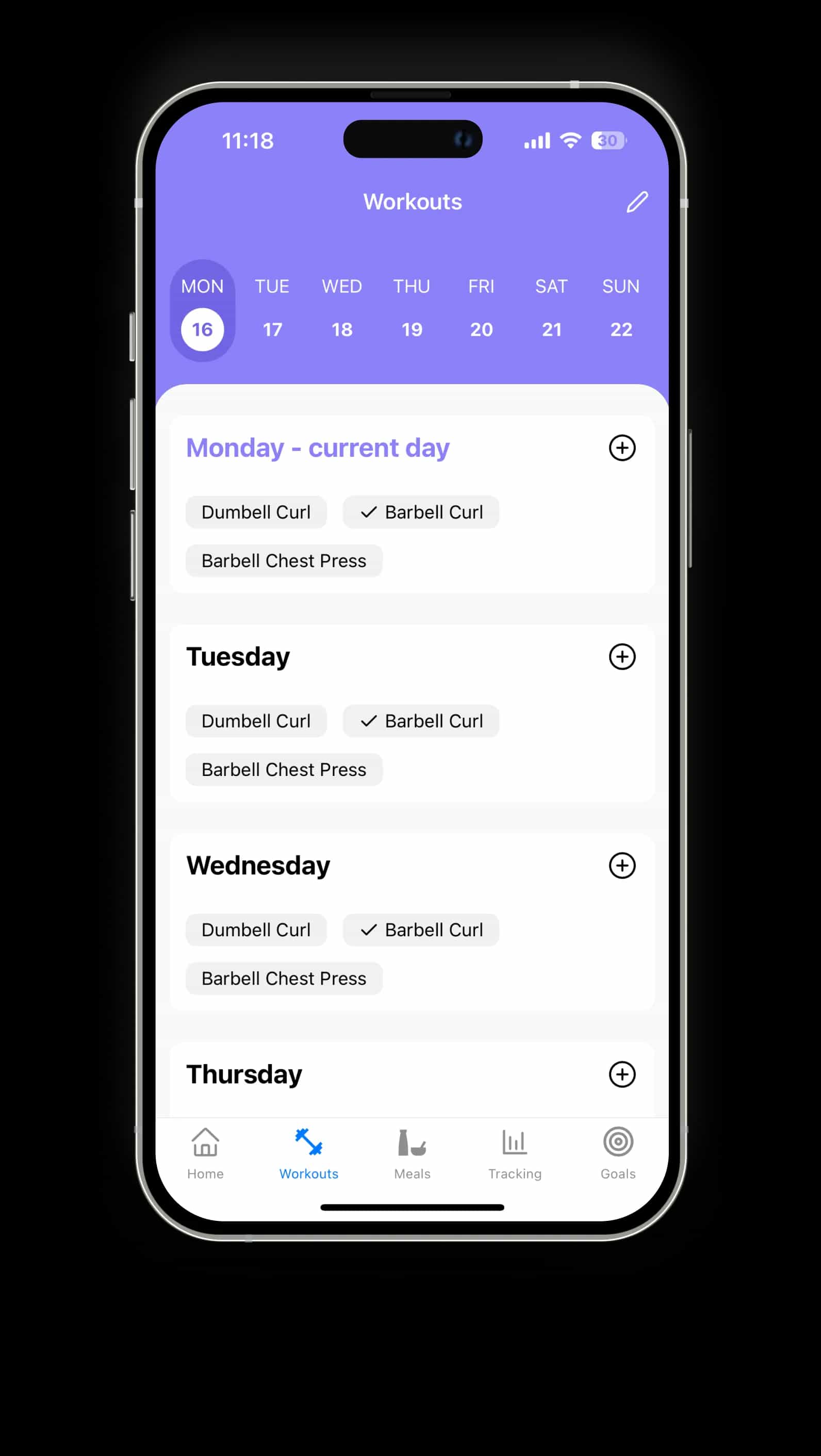 FitNLit workout list