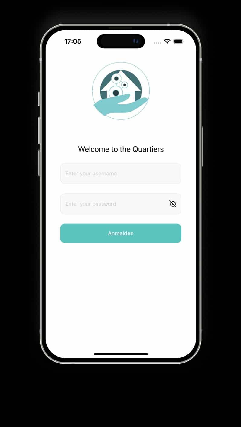 Quartiers sign-in screen