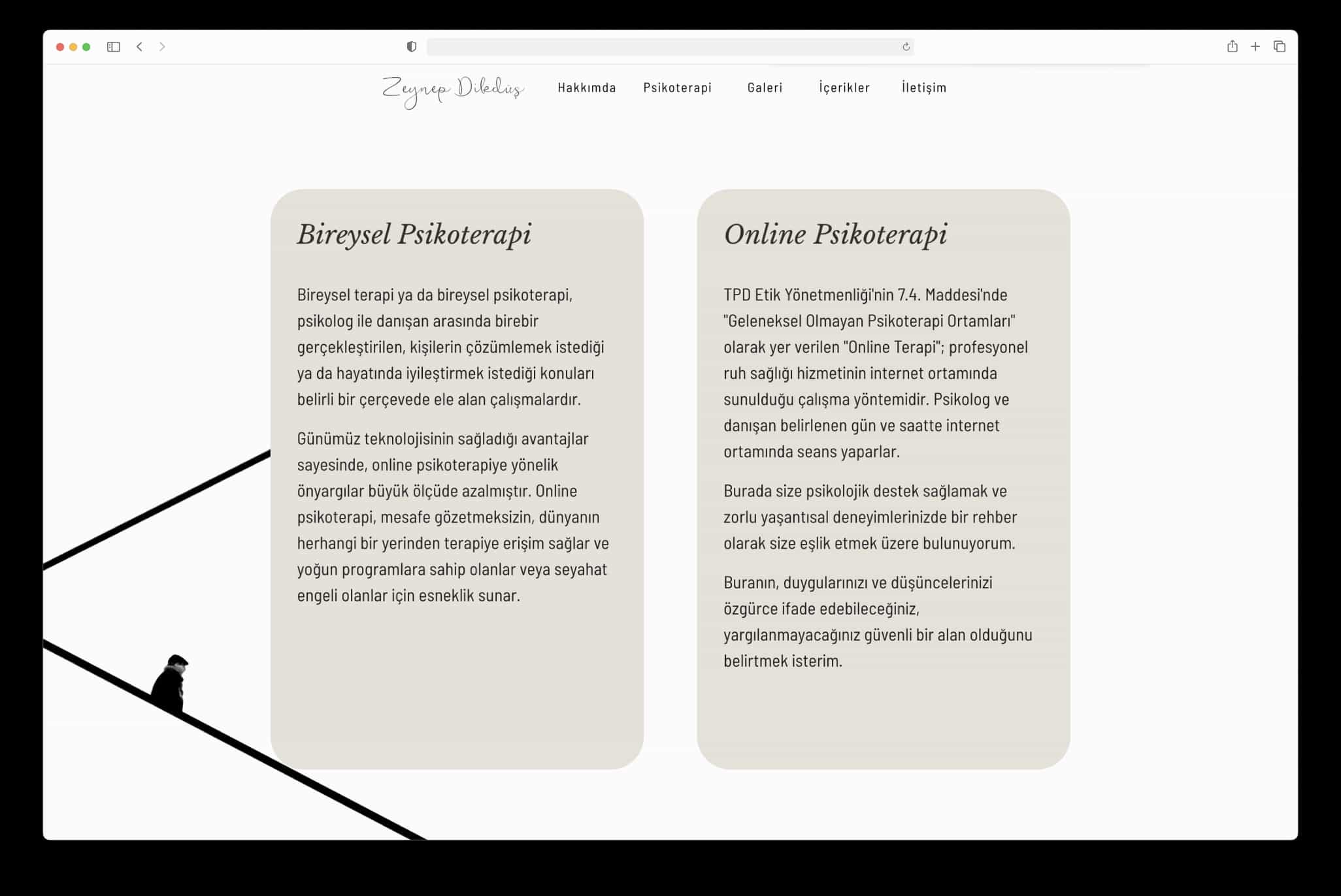Zeynep Dikdüş website psychotherapy page